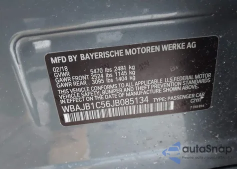 2018 BMW 530E xDrive Iperformance z USA, uszkodzony, nr VIN WBAJB1C56JB085134